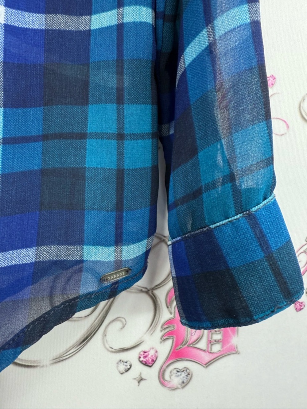 Garage shirt Plaid Button-Down Shirt Blue and Teal mixtures, long sleeve, casual - Picture 4 of 10